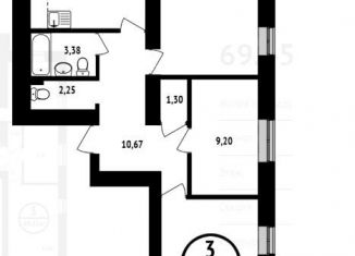 Продам 3-ком. квартиру, 68.2 м2, Уфа, улица Асхата Мирзагитова, 10/1, ЖК 8 Марта