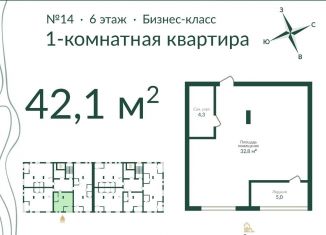 1-ком. квартира на продажу, 42 м2, Омск, улица Красный Путь, 153Г, ЖК Экопарк