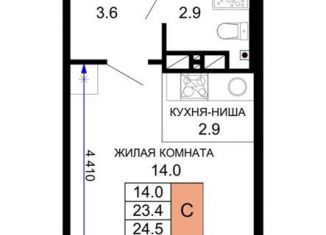 Продаю квартиру студию, 24.5 м2, Краснодар, ЖК Дыхание