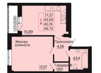 Продается однокомнатная квартира, 45.2 м2, Ростовская область