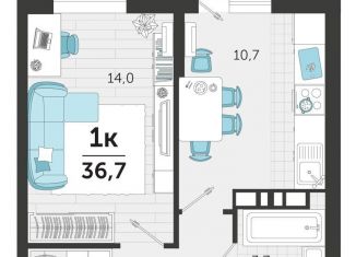 Продажа 1-комнатной квартиры, 36.7 м2, Краснодар, улица Автолюбителей, 1Гк1, ЖК Стрижи