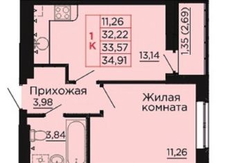 Продам однокомнатную квартиру, 33.6 м2, Ростовская область