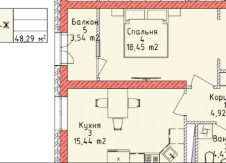 Продается 1-комнатная квартира, 48.3 м2, Грозный, проспект Мохаммеда Али, 13А, 2-й микрорайон