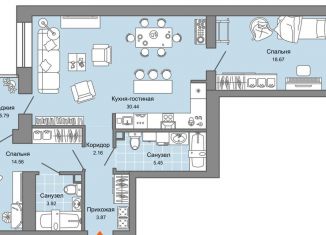 Продажа двухкомнатной квартиры, 82 м2, Екатеринбург, метро Чкаловская