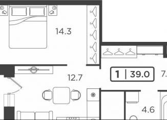 Продаю 2-комнатную квартиру, 39 м2, Тюмень, ЖК Горизонт