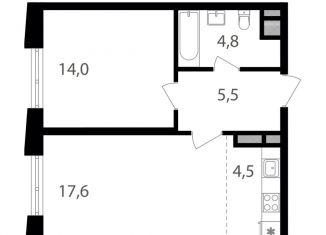 Продам двухкомнатную квартиру, 46.4 м2, Москва, 1-й Кирпичный переулок, 17А, район Соколиная Гора