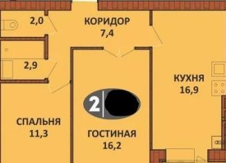 Продам 2-комнатную квартиру, 56.7 м2, Калуга, Советская улица, 182к1, ЖК СолнцеГрад