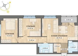 Продается двухкомнатная квартира, 69.2 м2, Екатеринбург, Чкаловский район
