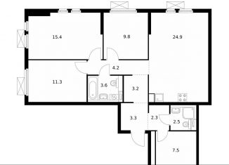 Продается 3-комнатная квартира, 88 м2, Котельники, ЖК Кузьминский Лес