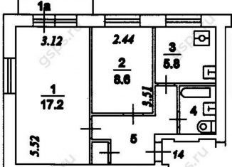 Сдам в аренду двухкомнатную квартиру, 42.1 м2, Москва, Измайловская площадь, 13А, район Измайлово