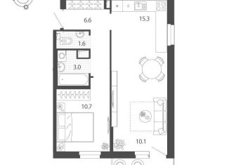 Продается 2-ком. квартира, 48.2 м2, Тюмень, улица Парада Победы, 17, ЖК Финский залив