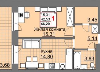 Продам однокомнатную квартиру, 46.2 м2, Оренбург, улица Ильи Глазунова, 13, Ленинский район