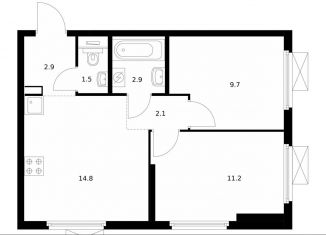 Двухкомнатная квартира на продажу, 45.1 м2, Котельники, ЖК Кузьминский Лес