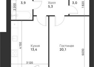 Продажа однокомнатной квартиры, 49.5 м2, деревня Нижняя Китаевка