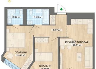 2-комнатная квартира на продажу, 63.6 м2, Екатеринбург, Чкаловский район