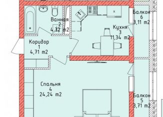 1-комнатная квартира на продажу, 53 м2, Грозный, бульвар Султана Дудаева, 8, 2-й микрорайон