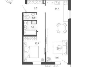 Продам 2-комнатную квартиру, 48.5 м2, Тюмень, улица Парада Победы, 17, ЖК Финский залив