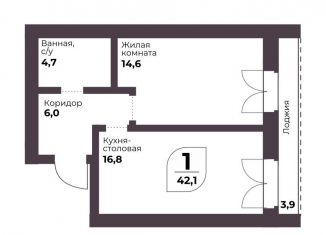 Продается однокомнатная квартира, 42.1 м2, посёлок Терема