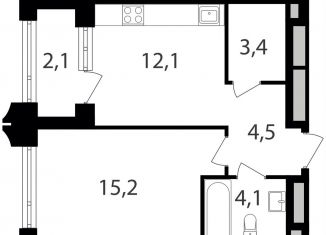 1-ком. квартира на продажу, 41.4 м2, Москва, САО, жилой комплекс Петровский Парк 2, к1