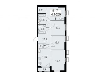 Продается 4-комнатная квартира, 92.1 м2, Москва, район Южное Бутово