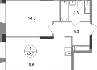 1-ком. квартира на продажу, 42.7 м2, Москва