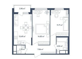 Продаю трехкомнатную квартиру, 54.4 м2, поселок Мещерино