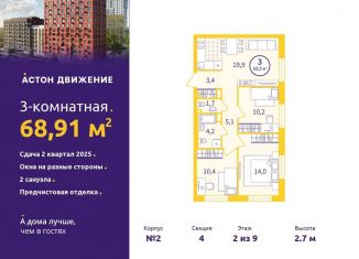 3-ком. квартира на продажу, 68.9 м2, Екатеринбург, метро Уральская, Проходной переулок, 1А