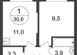 Продажа однокомнатной квартиры, 30.6 м2, Москва, 7-я фаза, к2