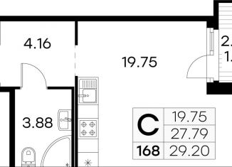 Продается квартира студия, 29.2 м2, посёлок Парголово