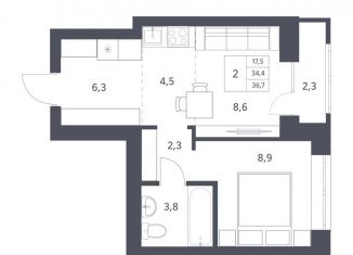 Продаю 1-ком. квартиру, 34.4 м2, Новосибирск, Заельцовский район, Красный проспект, 236