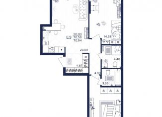 Продаю 2-комнатную квартиру, 70.9 м2, Тула