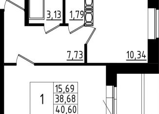 Продается 1-ком. квартира, 40.6 м2, Ленинградская область