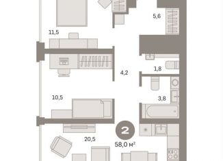 Продаю 2-комнатную квартиру, 58 м2, Москва, ЮВАО