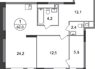 Продажа однокомнатной квартиры, 62 м2, Московский, ЖК Первый Московский