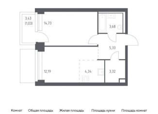 1-ком. квартира на продажу, 44.6 м2, Москва, ЗАО, жилой комплекс Нова, к2