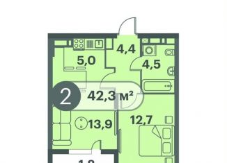 Продам 2-комнатную квартиру, 42.3 м2, Красноярский край