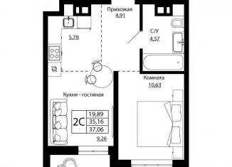 Продам двухкомнатную квартиру, 36.5 м2, Ростов-на-Дону, улица Текучёва, 370/2