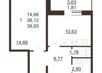 Продаю 1-ком. квартиру, 39.9 м2, Ленинградская область, улица Хохлова, 16