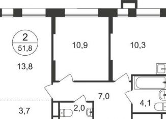 Продажа 2-комнатной квартиры, 51.8 м2, Москва, 7-я фаза, к1