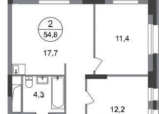 Продаю 2-комнатную квартиру, 54.8 м2, Москва