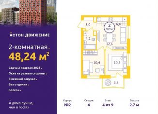 2-ком. квартира на продажу, 48.2 м2, Екатеринбург, Проходной переулок, 1А, метро Уральская