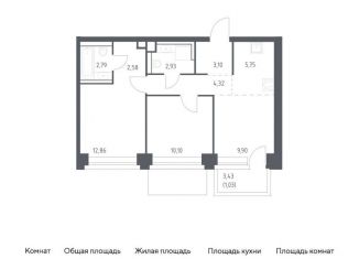 Продаю 2-комнатную квартиру, 55.4 м2, Москва, жилой комплекс Нова, к2, метро Минская