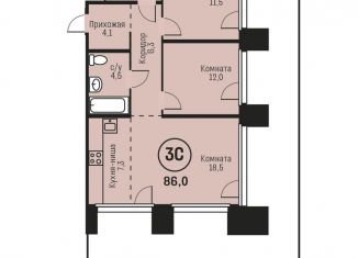 Продам 3-ком. квартиру, 86 м2, Барнаул, Индустриальный район, улица имени В.Т. Христенко, 2к2