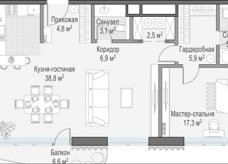 Продаю 1-комнатную квартиру, 90.6 м2, Москва