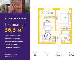 Продается однокомнатная квартира, 36.3 м2, Екатеринбург, Железнодорожный район, Проходной переулок, 1А