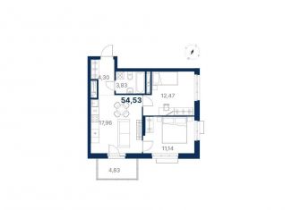 Продаю 2-комнатную квартиру, 54.5 м2, Екатеринбург, метро Ботаническая