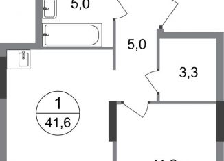 Продам 1-ком. квартиру, 41.6 м2, Москва