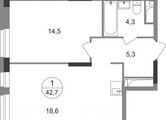 Продам 1-ком. квартиру, 42.7 м2, Москва