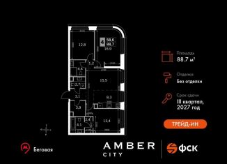 Продам 4-ком. квартиру, 88.7 м2, Москва, 3-й Хорошёвский проезд, 3Ас17, ЖК Хорошёвский