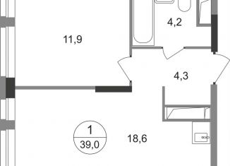 Продаю 1-комнатную квартиру, 39 м2, Москва